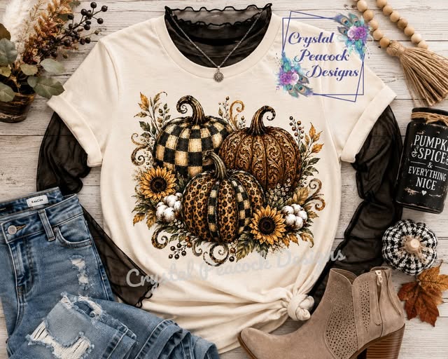 Boho Pumpkin Trio fall shirt mockup