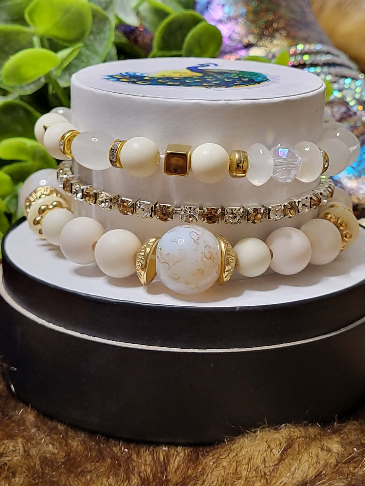 Ivory and Gold Luxe 3-Piece bracelet stack