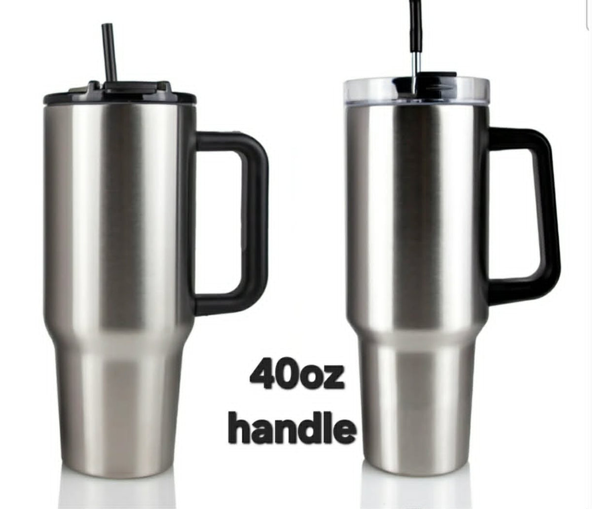 40oz handle tumbler double wall stainless steel custom by Crystal Peacock Designs