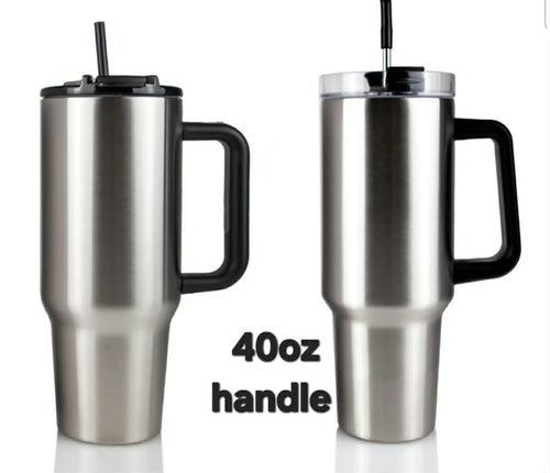 40oz handle tumbler double wall stainless steel custom by Crystal Peacock Designs