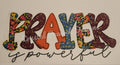 Prayer Is Powerful shirt decal with colorful floral lettering