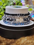 Black and Silver Cross 4-Piece bracelet stack