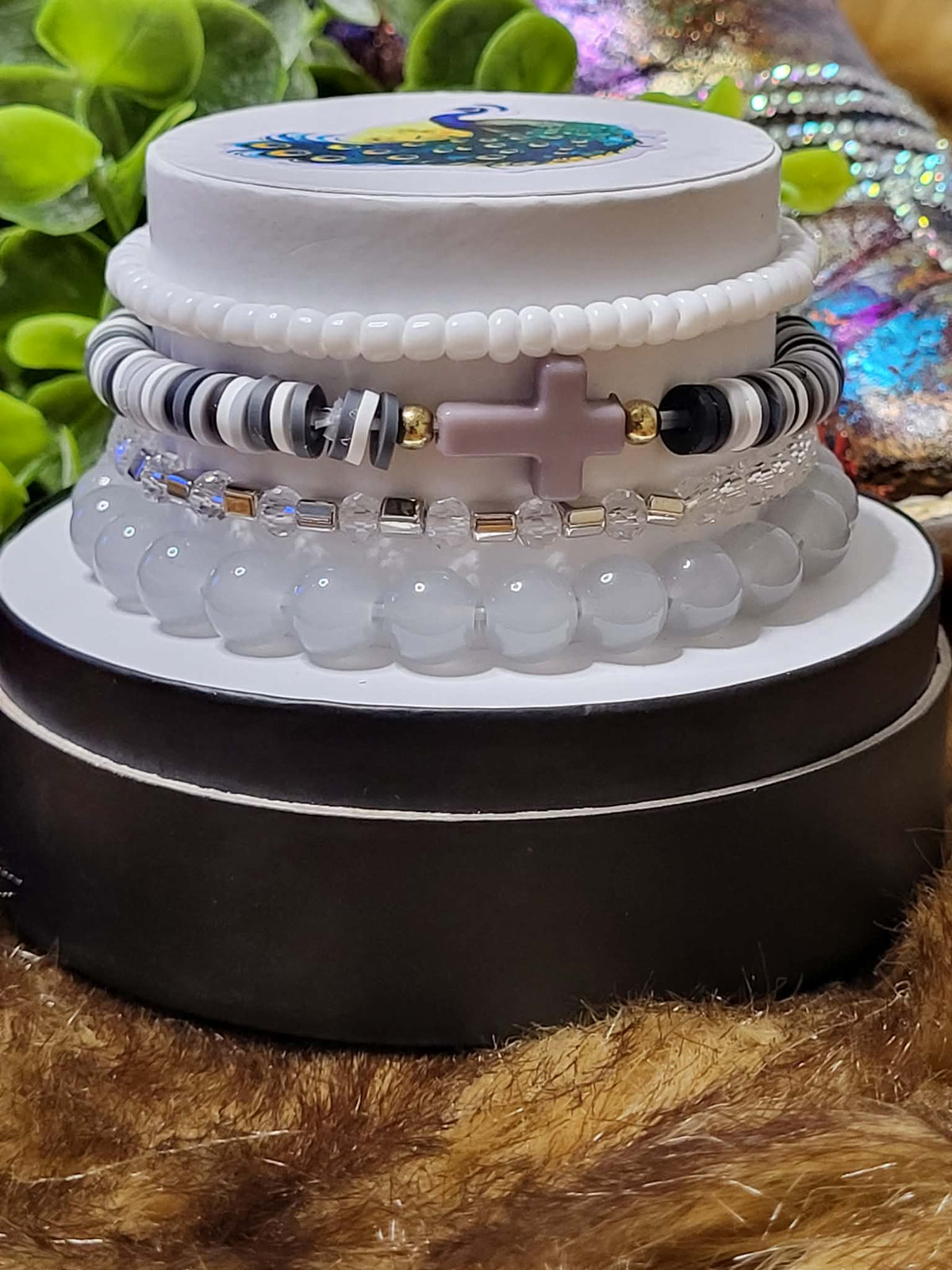 Smoke and Grace 4-Piece gray and black bracelet stack