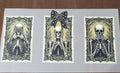 Hear Speak See No Evil Skeletons shirt decal with three gothic Victorian stamp frame skeletons