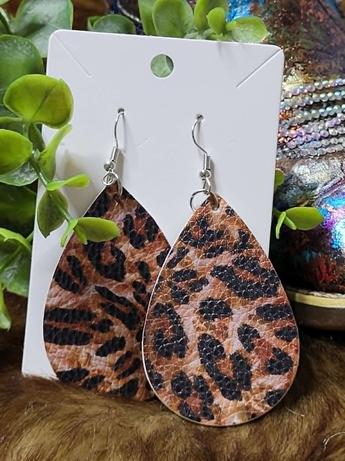 8 Options Printed Tear Drop Earrings (option to add rhinestones around edge)