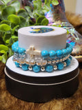 Turquoise Cross 3-Piece bracelet stack