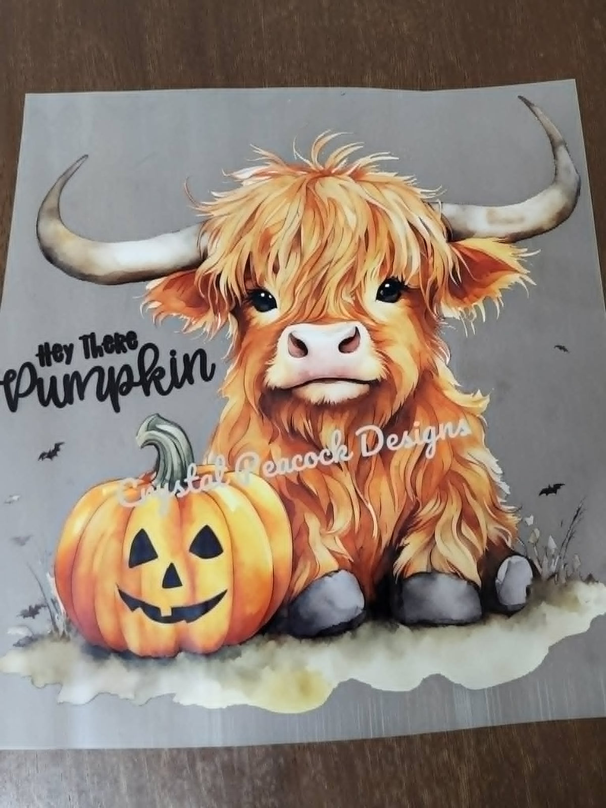 Hey There Highland baby highland cow with jack-o-lantern Halloween shirt decal