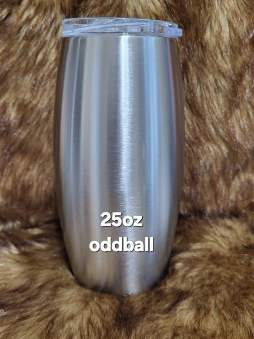 25oz Odd Ball Tumbler unique shape double wall stainless steel by Crystal Peacock Designs