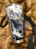 Black Ink Marble 30oz Tumbler - black base with color changing ink marble swirl