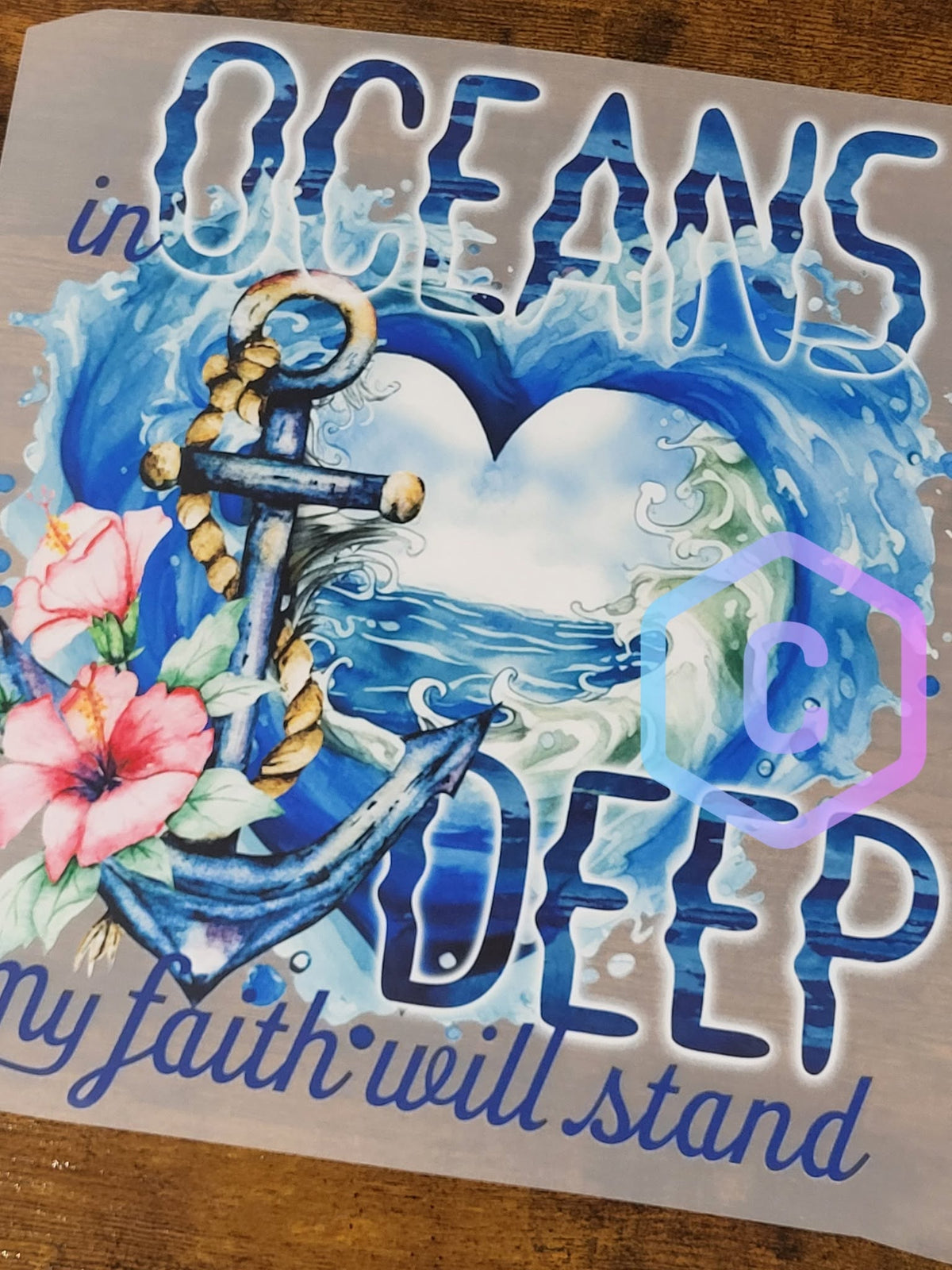 In Oceans Deep My Faith Will Stand anchor ocean wave heart hibiscus shirt decal