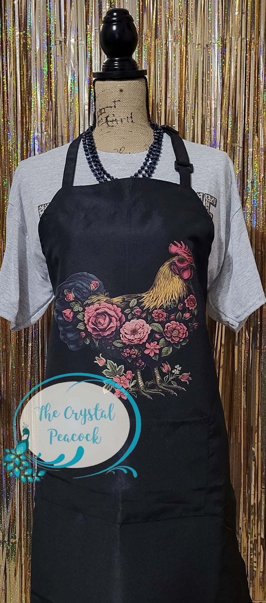 Floral Rooster Apron