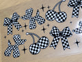 Checkered Element Sheet - black and white checker pattern bows balloon dogs cherries and sparkle stars elements