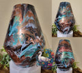Diamond Vase Western Vibes hand-crafted pour art vase in teals browns greens coppers and inks