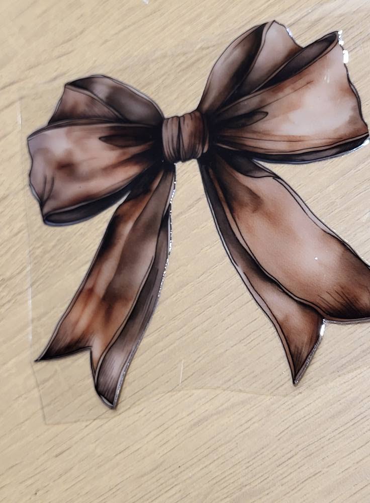 Sheer Mocha Organza Bow - soft translucent mocha brown organza bow with flowing ribbon tails and delicate gathered knot