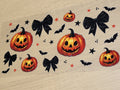Halloween Jack-O-Lanterns Bows Bats Element Sheet - spooky cute element sheet with jack-o-lanterns black bows flying bats red and black stars and scattered dots
