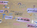 Reminders of Who You Are in Christ Element Sheet Decal - watercolor brushstroke banners crosses rainbows florals butterflies stars hearts with faith affirmations you are chosen forgiven redeemed valuable