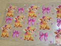 Pink Glasses Highland Calf and Bow Element Sheet - fluffy golden highland calves with pink glasses and bows with pink ribbon bows and hearts