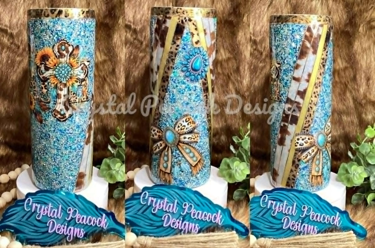 Western Faith 20oz Tumbler - custom Winnie Pearl glitter with foils and pigments