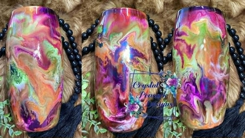 Halloween Ink Marble 24oz Oddball Tumbler - orange purple green ink swirl