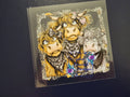 Three Amigos Highland Cow Decal - three goofy highland cows with gingham floral and leopard bows and bandanas in vintage frame