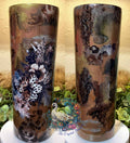 Neutral Cheetah Floral 20oz Skinny Tapered Tumbler - warm bronze base with cheetah spots foil accents and moody floral decal