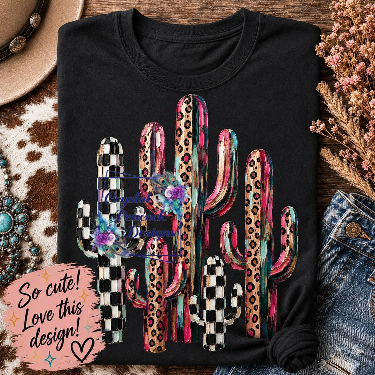 Checkered Leopard Cactus Shirt
