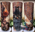 Fall Ghost 30oz Tumbler - fall floral vinyl, chunky glitter, real lace accent, and ghost with florals