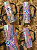 Floral Skull 20oz Tumbler - mirror sections with glitter, floral embellishments and floral skull decal