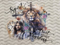 Spirit Lead Me Lion of Judah and Jesus Wrap Decal - watercolor Lion of Judah Jesus portrait ornate crosses roses vintage clock with Spirit Lead Me Where My Trust is Without Borders quote