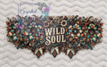 Wild Soul Decal - boho wrap with teal rust and gold sunflowers feathers and Wild Soul lettering