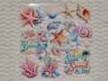 Life is Better at the Beach and Sun Sand and Me Element Sheet Decal - coastal beach elements including starfish seashells coral clusters pearl bubbles and beach quote panels