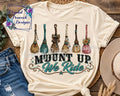 Mount Up We Ride witch brooms Halloween western shirt decal