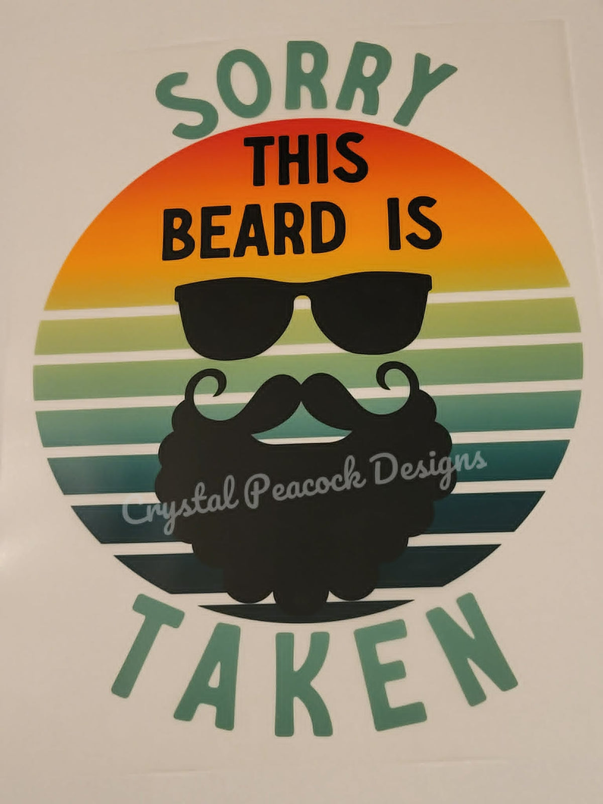 Sorry This Beard Is Taken funny retro sunset beard and sunglasses shirt decal