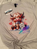 Coffee Addict highland cow graphic tee