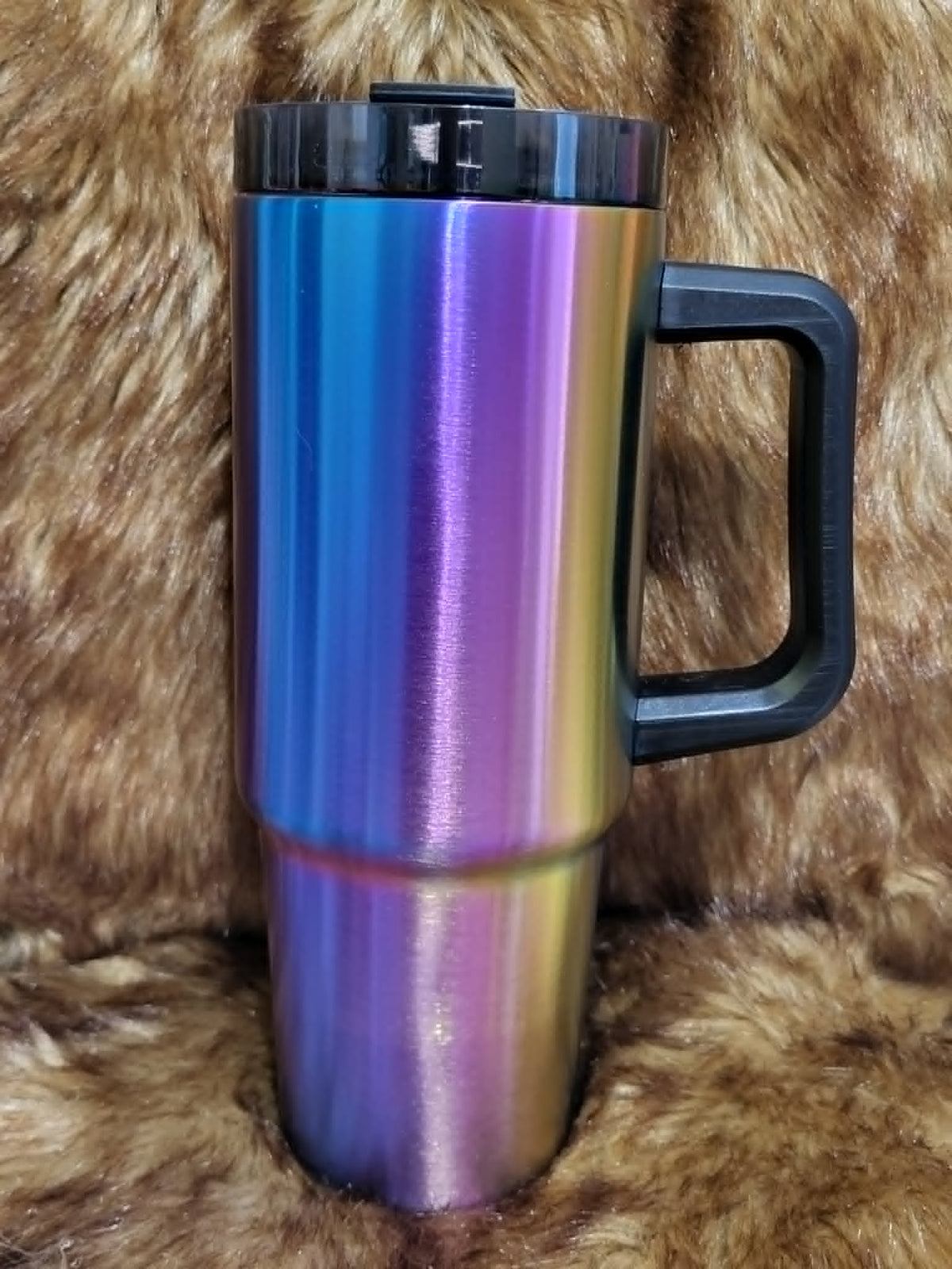 30oz Traveler Tumbler Rainbow color-shifting with side handle by Crystal Peacock Designs