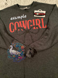 Sweatshirt with Cowgirl decal â€” example of decorated sweatshirt