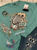 Long Sleeve with ace of spades decal â€” example of decorated long sleeve tee