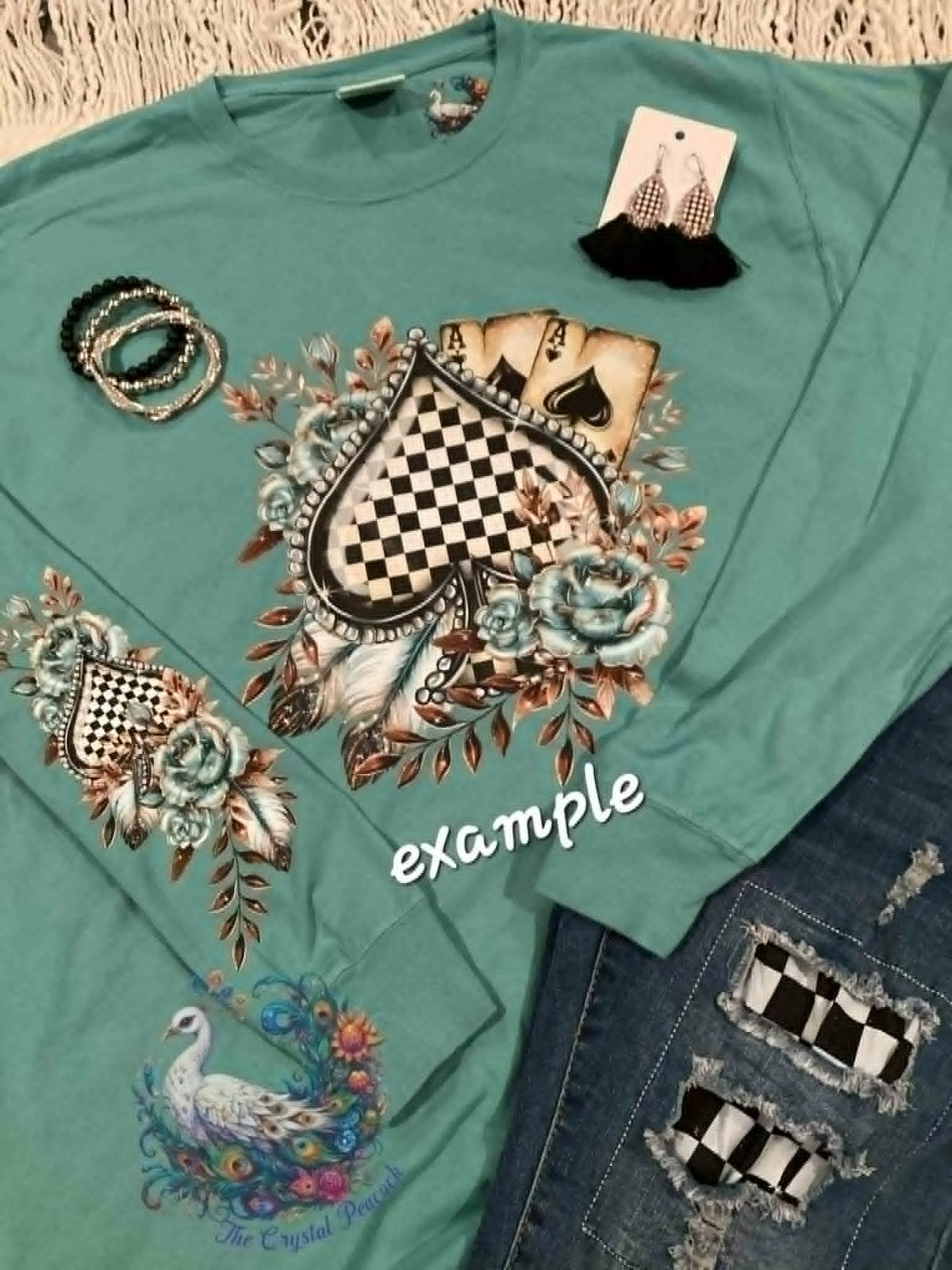 Long Sleeve with ace of spades decal â€” example of decorated long sleeve tee