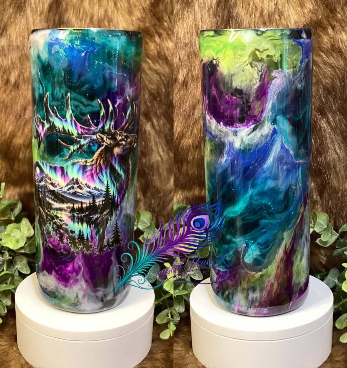 25oz Northern Lights Elk Tumbler