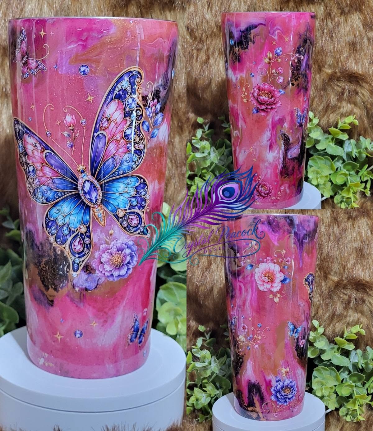 24oz Jewel Butterfly Floral Tumbler