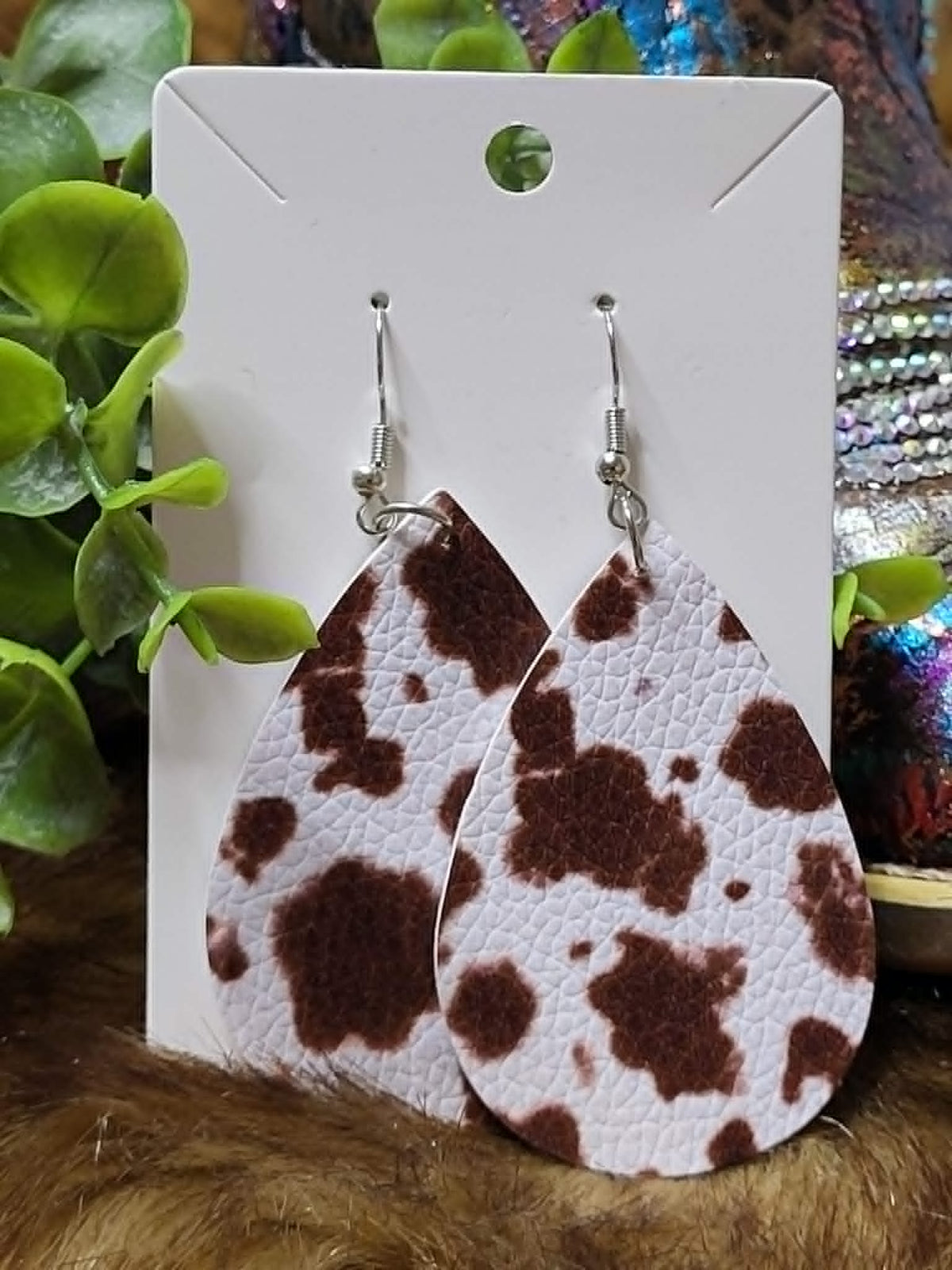 8 Options Printed Tear Drop Earrings (option to add rhinestones around edge)