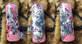 Floral and Cheetah 20oz Tumbler - pink Trixie Belle glitter with gray black white vinyl