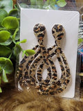 Large Gold Cheetah Double Tear Drop Earrings