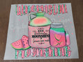 Watermelon Moonshine shirt decal with moonshine jug mason jar and watermelon slices in pink and teal