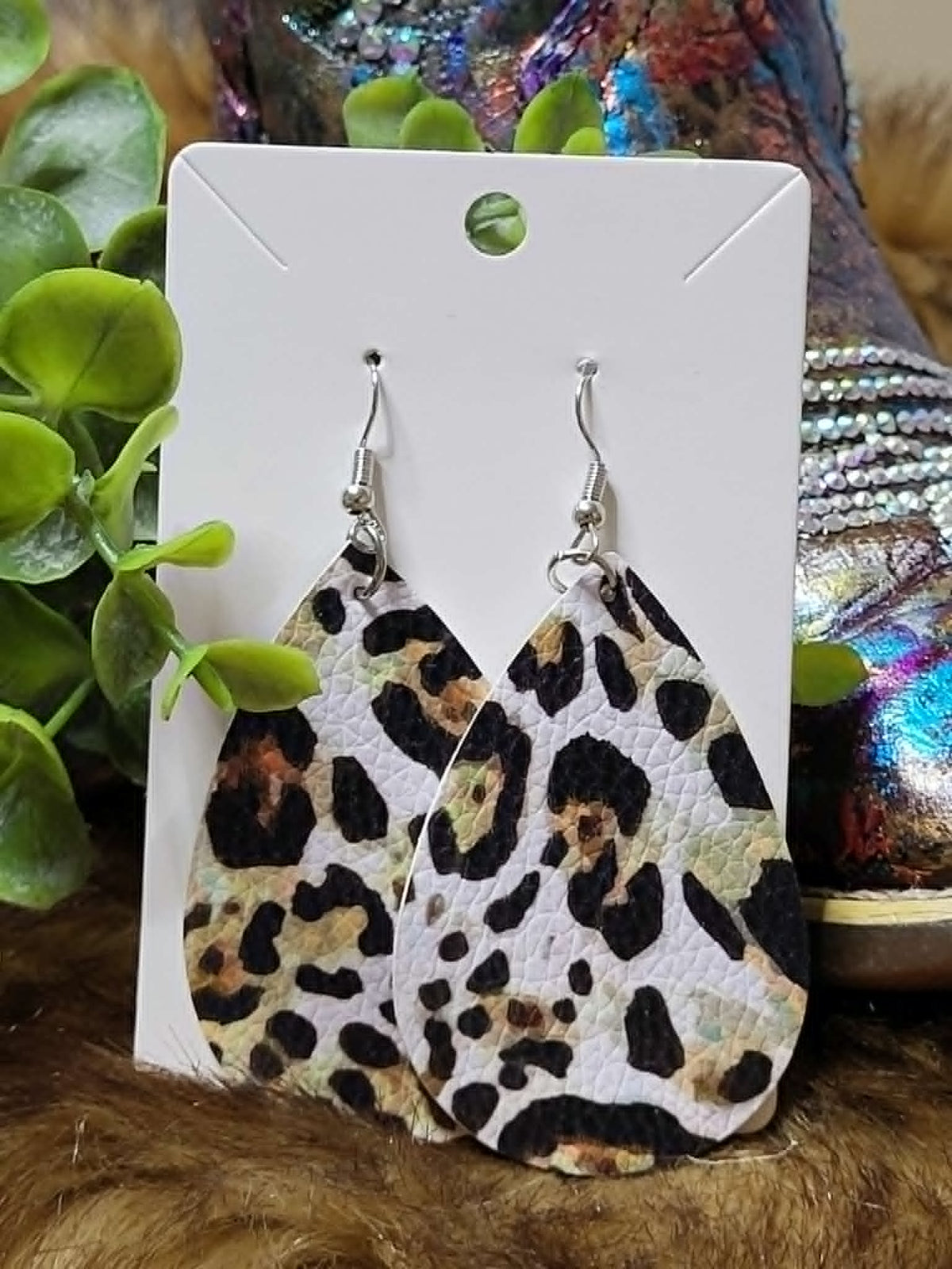 8 Options Printed Tear Drop Earrings (option to add rhinestones around edge)
