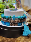 Rustic Turquoise Stack bracelet set