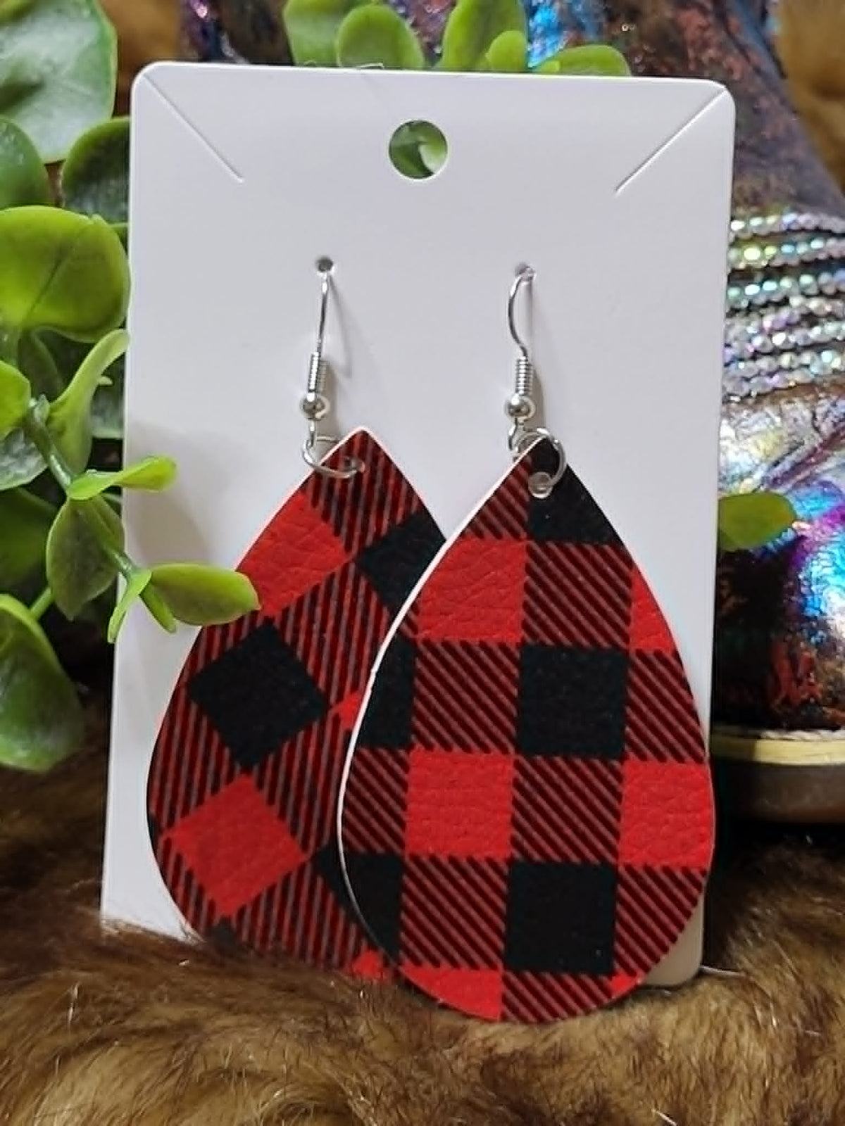8 Options Printed Tear Drop Earrings (option to add rhinestones around edge)