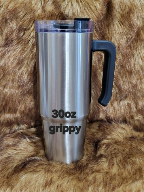 30oz Grippy Tumbler with side handle by Crystal Peacock Designs