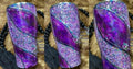 Piper Presley 30oz Curve Tumbler - custom glitter with diagonal purple ink swirl sections and silver trim lines