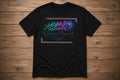 Woodgrain Ombre Feather Tee in Black with Crystal Peacock Designs logo